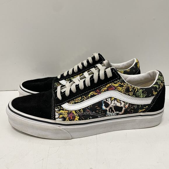 Vans Old Skool Men’s 9.5 Beauty Skull Black True White Canvas Suede Skate Shoes - Picture 1 of 7